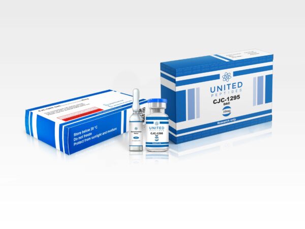 United Peptides CJC-1295 with DAC peptide for research into growth hormone release and anti-aging in a 10mg vial.